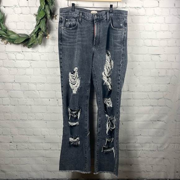 ALICE + OLIVIA Genevive Extra Distressed Black Wash Jeans size 32 - Picture 2 of 10
